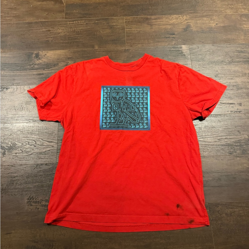 OVO Red Short Sleeve Tee with Bold Graphic